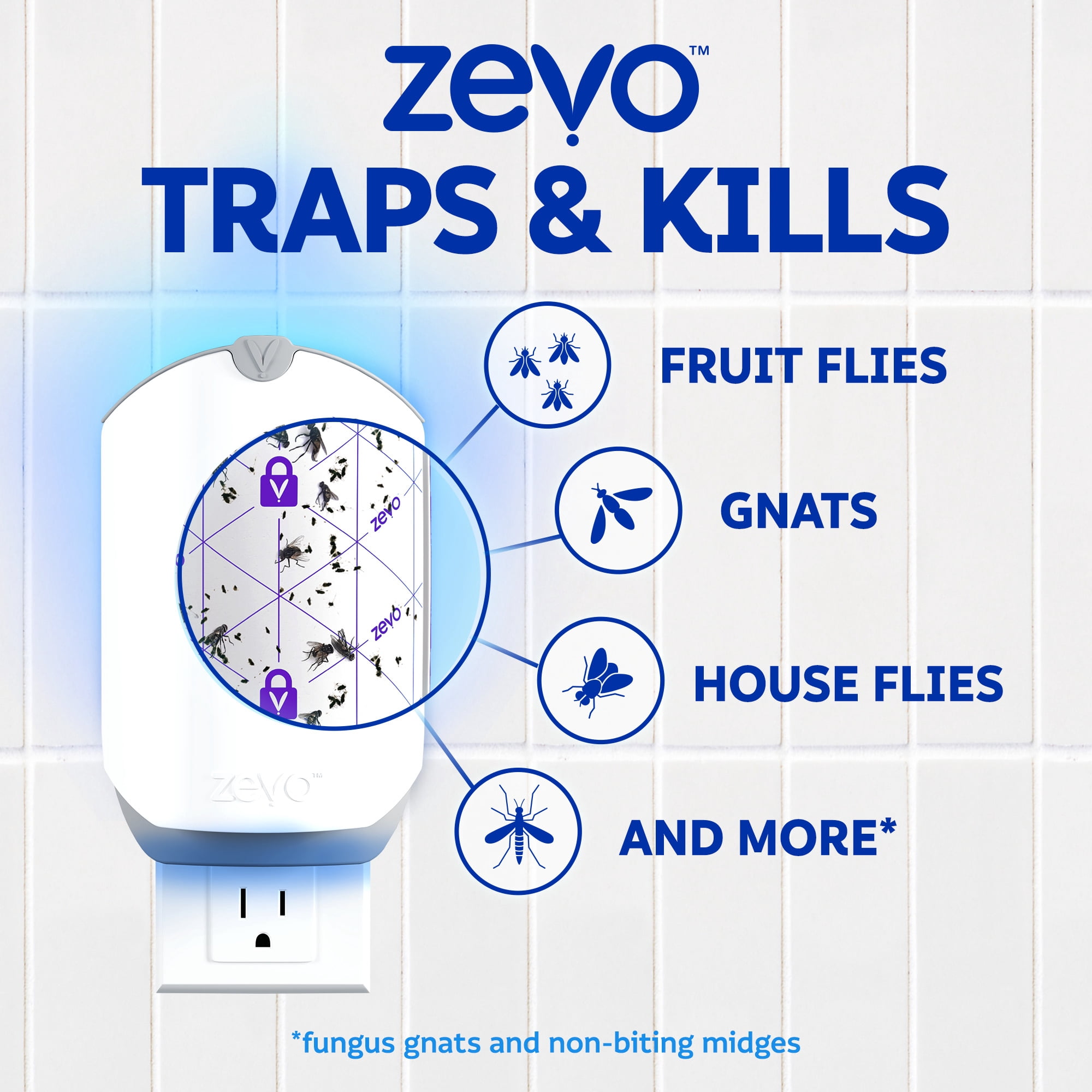 Zevo Full Size Refill: 3 Indoor Light Trap Refill Cartridges Capture House Flies, Fruit Flies, and Gnats (3 Full Size Refill Cartridges)