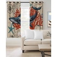 thumbnail image 2 of Retro Whale Kitchen Curtains Vintage Coastal Coral Starfish Nautical Cafe Short Curtains for Bathroom Blackout Window Curtain Grommet Small Window Treatment Drapes for Bedroom Living Room 42"x45"x2, 2 of 9