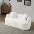 thumbnail image 3 of SOULART 66.93" Loveseat Sofa, White Curved Cream Couch with Round Armrest, Compression Design with 2 Pillows, No Assembly Required for Small Spaces, 3 of 12