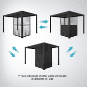 Mirador 10x 13 111S Outdoor Pergola Accessories-Aluminum Fixed Shutter Wall, Charcoal