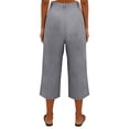thumbnail image 3 of MLQIDK Womens Capris for Summer Elastic Waist Linen Capri Pants Knee Length Dressy Casual Knee Length Shorts with Pockets Gray L, 3 of 5