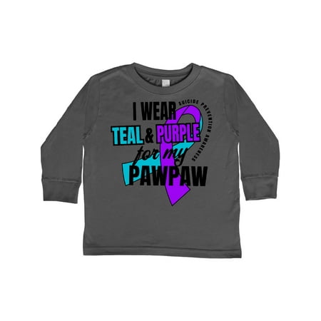

Inktastic Suicide Prevention I Wear Teal and Purple for My Pawpaw Gift Toddler Boy or Toddler Girl Long Sleeve T-Shirt