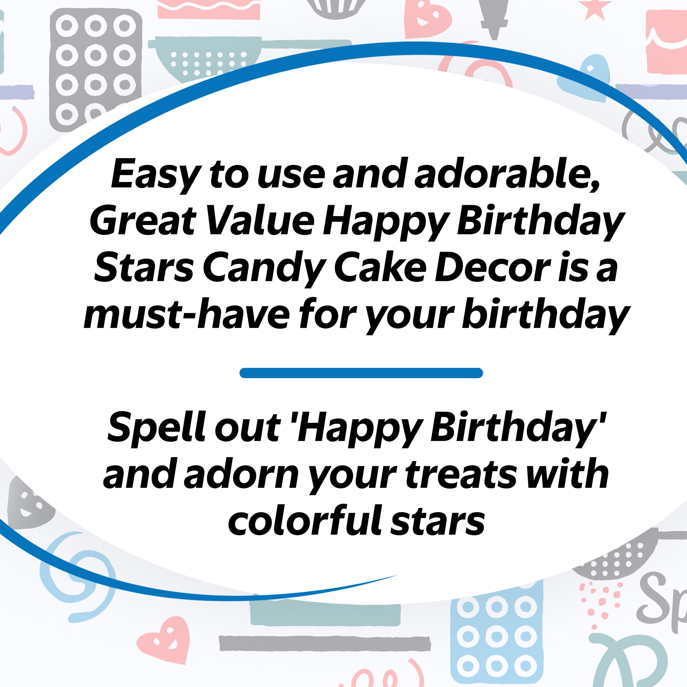 (3 pack) Great Value Happy Multicolor Birthday Stars Candy Card, 0.91 oz