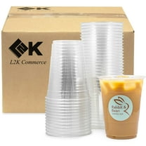 [50 Pack] 16 oz Clear Coffee Cups, Clear Plastic Cups, Disposable Coffee Cups, Iced Coffee Cups ( 50 Cups )