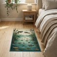 thumbnail image 3 of ODIKA 2'x3' Washable Accent Rug Fish Fishing Bass Lake Lure Tackle Reeds Border Motif Angler for Bedroom, Nursery, RV, Pet Friendly, Bedside Mat, 3 of 7