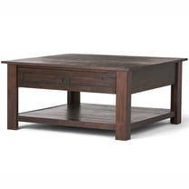 Simpli Home Monroe SOLID ACACIA WOOD 38 inch Wide Square Rustic Coffee Table in Distressed Charcoal Brown