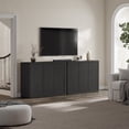 thumbnail image 6 of SICOTAS 46.7" Wide 3-Door Storage Cabinet Set of 2- Large Sideboard with Wave Panel Doors & Adjustable Shelves Push-to-Open Design Credenza for Living Room Ding Room and Entryway,Black Alder, 6 of 8