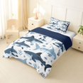 thumbnail image 2 of Manfei Ocean Shark Twin Comforter Sets, Kawaii Sealife Lover Bedding Set, Navy Blue, Blue Reversible, 2-Piece, 1 Comforter and 1 Pillowcase, 2 of 7