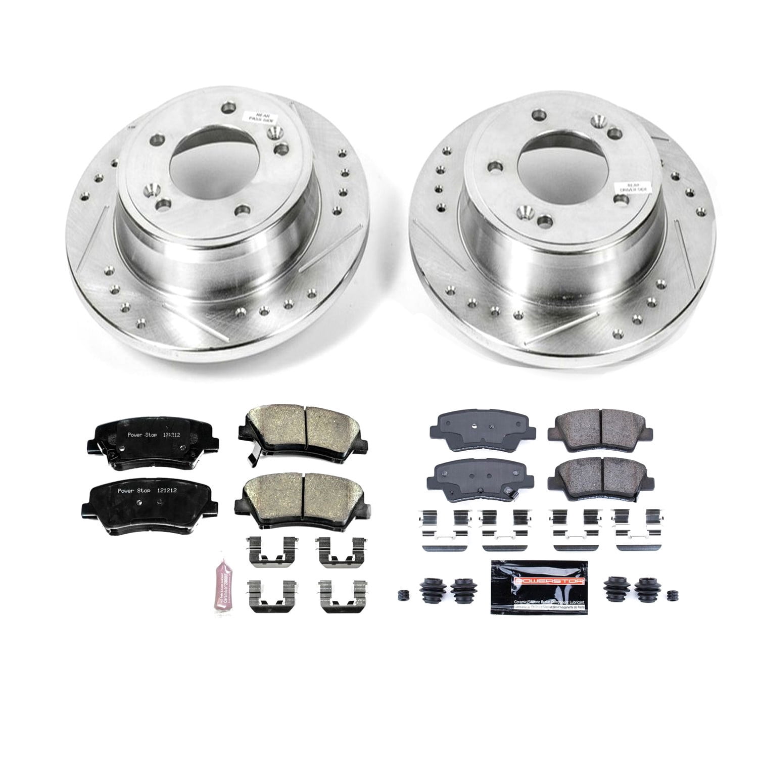 PowerStop Front and Rear Z23 Evolution Sport Carbon-Fiber Ceramic Brake Pad and Drilled & Slotted Rotor Kit Fits: HYUNDAI KIA Select Models K6506