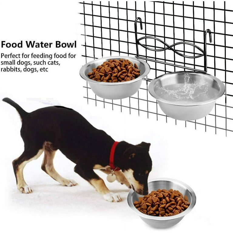Ruseen Hanging Non Spill Animal Dishes Stainless Steel Dog Crate Bowls Set 2Pcs Safe for Dishwasher Walmart