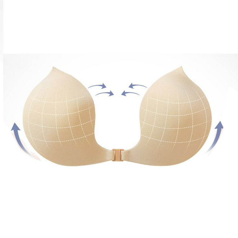 Womens Invisible Lift Sticky Bra Breathable Strapless Front Button Bra  Adhesive Push Up Silicone Bras For Wedding Party Backless Dress