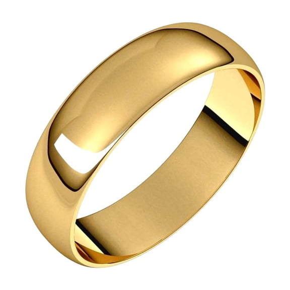 14k Yellow Gold Half Round 5mm Ultra-lightweight Half Round Ultra-light Band Size 9.5 Ring for Women and Men