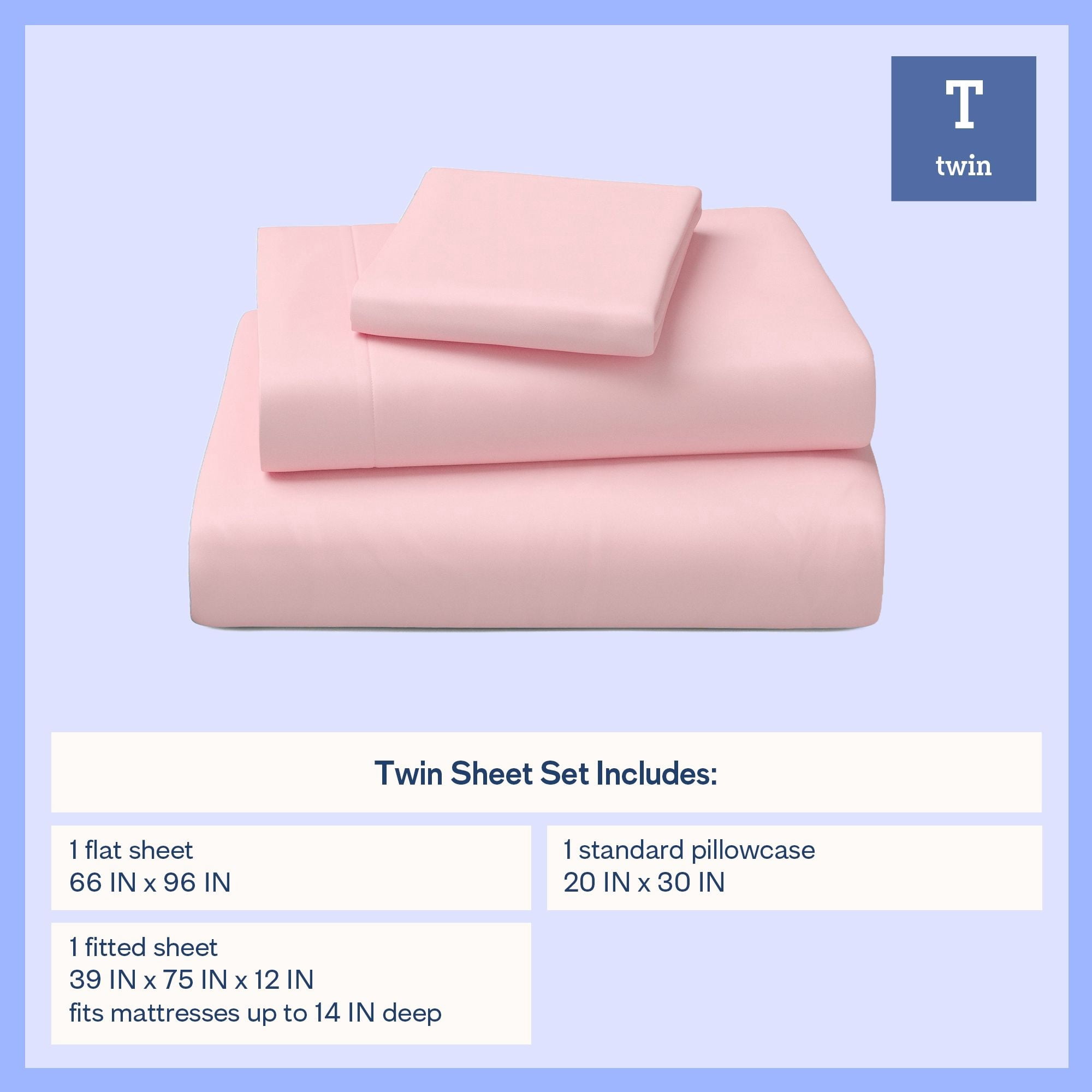 Mainstays Kids Microfiber Bed Sheet Set, Twin, Light Pink, 3 Pieces