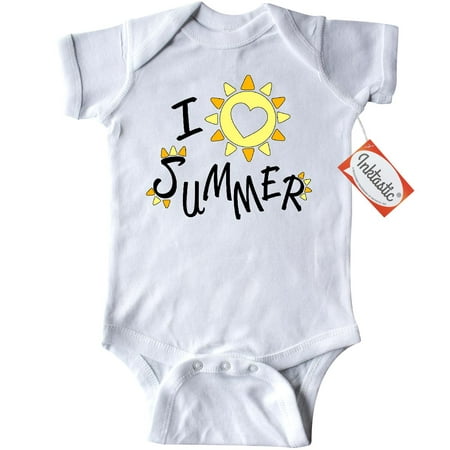 Inktastic I Love Summer Sunshine Infant Creeper Baby Bodysuit Sun Vacation Rays Sunscreen Fun Warm Yellow Orange Gift (Best Vacations With Infants)