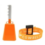 Bundle 9.6 inch Orange Bell White Handle Cowbell with Stick Grip Handle and Orange Cowbelt Holster by Stewart Trading