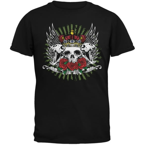 Skull & Roses Black Adult T-Shirt - Large