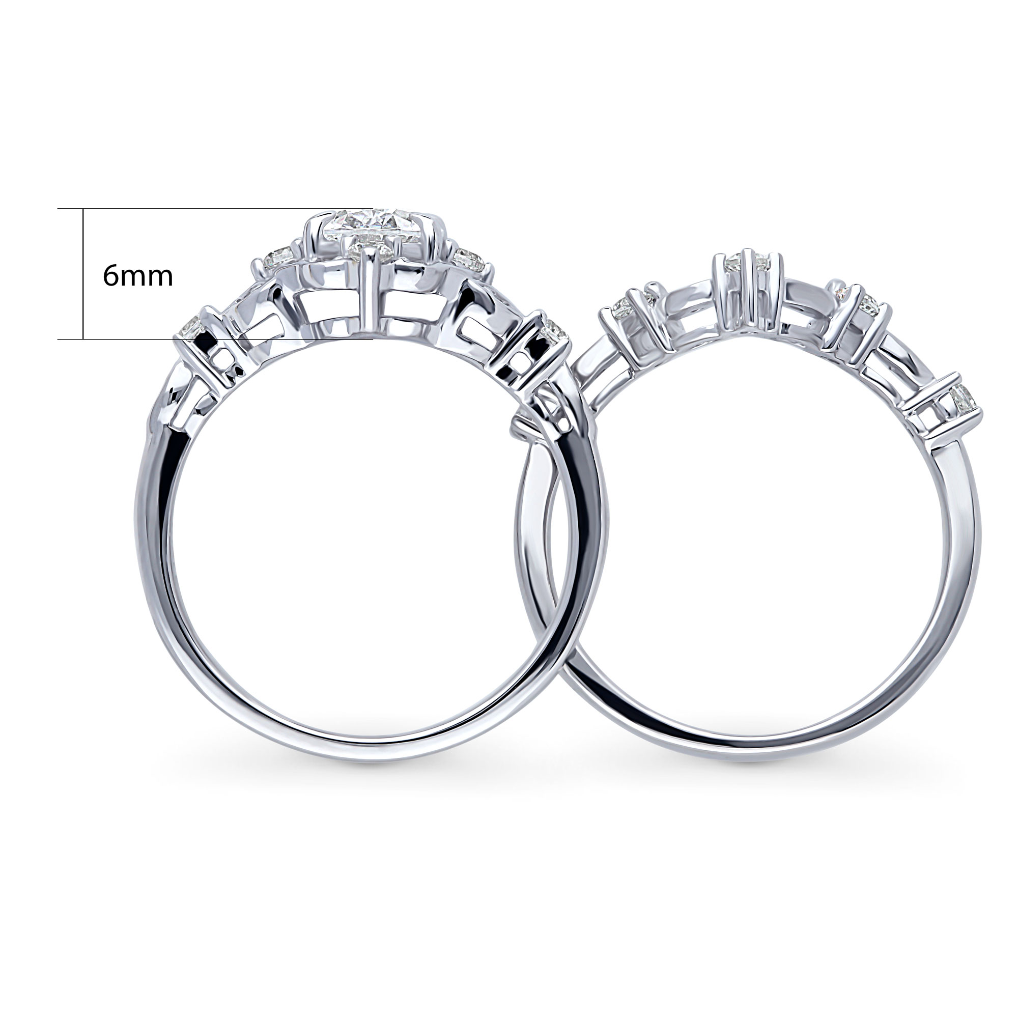 BERRICLE Sterling Silver Halo Wedding Engagement Rings Oval Cut Cubic Zirconia CZ Wishbone Ring Set for Women, Rhodium Plated Size 5