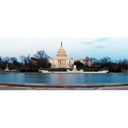 Capitol Washington Dc Postcard Government building at dusk Capitol Building National Mall Washington DC USA Canvas Art - Panoramic Images (15 x 6) ()