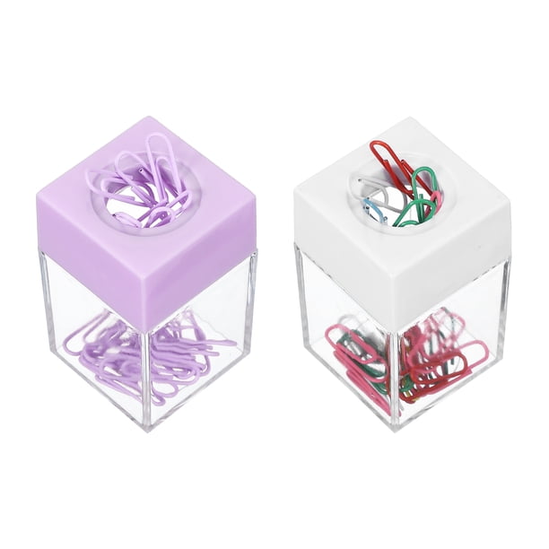 Dispensador magnético para clips de papel, 2 Pcs organizadores de clips de papel con tapa magnética para oficina y hogar