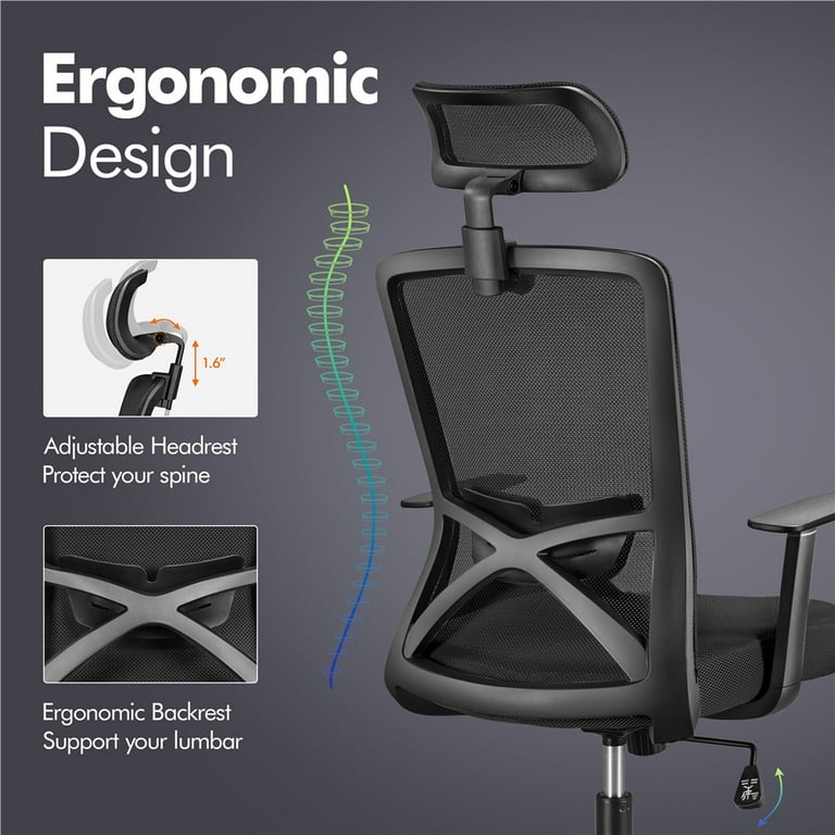 SMILE MART Ergonomic Mesh Swivel Rolling Executive Office Chair
