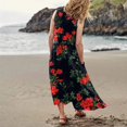 thumbnail image 6 of Susanny Wedding Dresses for Guests Satin Sleeveless Floral Maxi Dresses 2023 Casual Cotton Linen Tank Long Dresses Casual Flowy Boho Sun Dresses Women Plus Size with Pockets Red S, 6 of 9