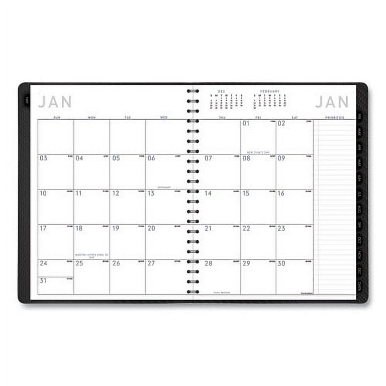 Contemporary Weekly/Monthly Planner, Vertical-Column Format, 11 x 8.25, Graphite Cover, 12-Month (Jan to Dec): 2024