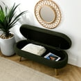 thumbnail image 2 of Ottoman Oval Storage Bench,Rubber Wood Legs, Green(43.5"x16"x16"), 2 of 12