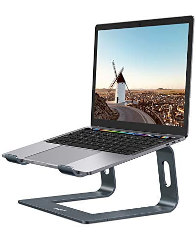 Moutik Laptop Computer Desk Stand:Adjustable Ergonomic Ventilated Foldable Aluminum Laptop Riser Stand Pad Compatible With Macbook Air Pro Dell HP Nulaxy Lenovo Notebook More 10-15.6 Device 