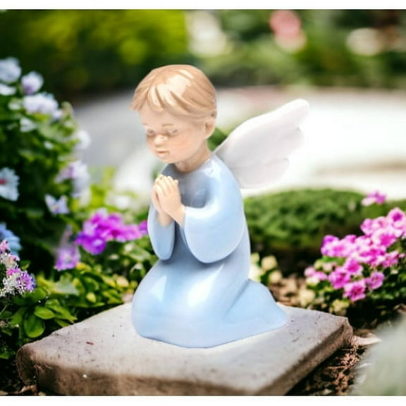 Ceramic Praying Boy Angel Figurine 2in Religious