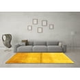 thumbnail image 3 of Ahgly Company Machine Washable Indoor Square Abstract Yellow Contemporary Area Rugs, 4' Square, 3 of 4