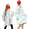 thumbnail image 1 of goowrom Family Cartoon Digital Printing Lamb Wool Warm Hooded Blanket, 1 of 10