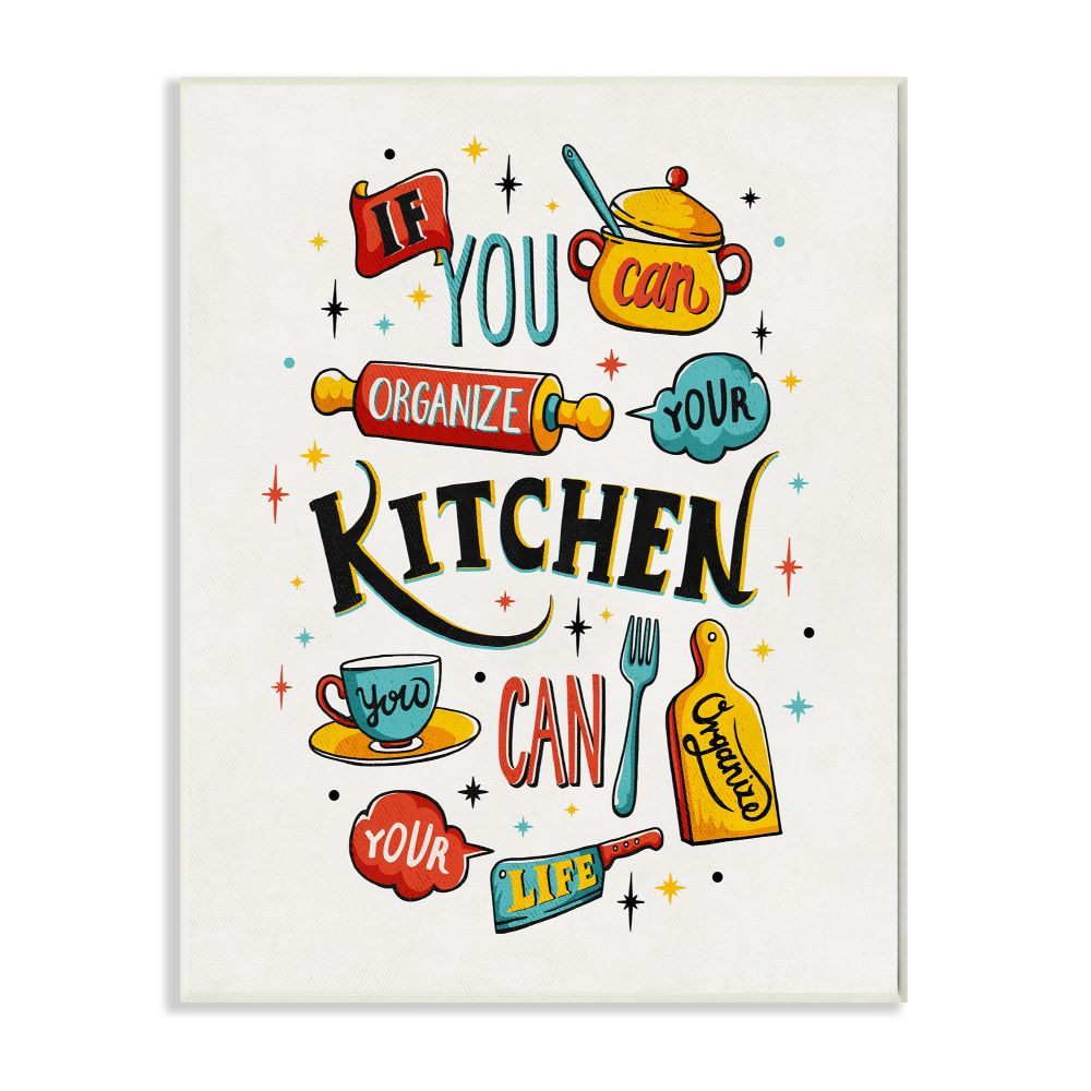 Stupell Industries Organize Your Kitchen Inspirational Vintage Comic Book Word Design Wall Plaque by Ester Kay