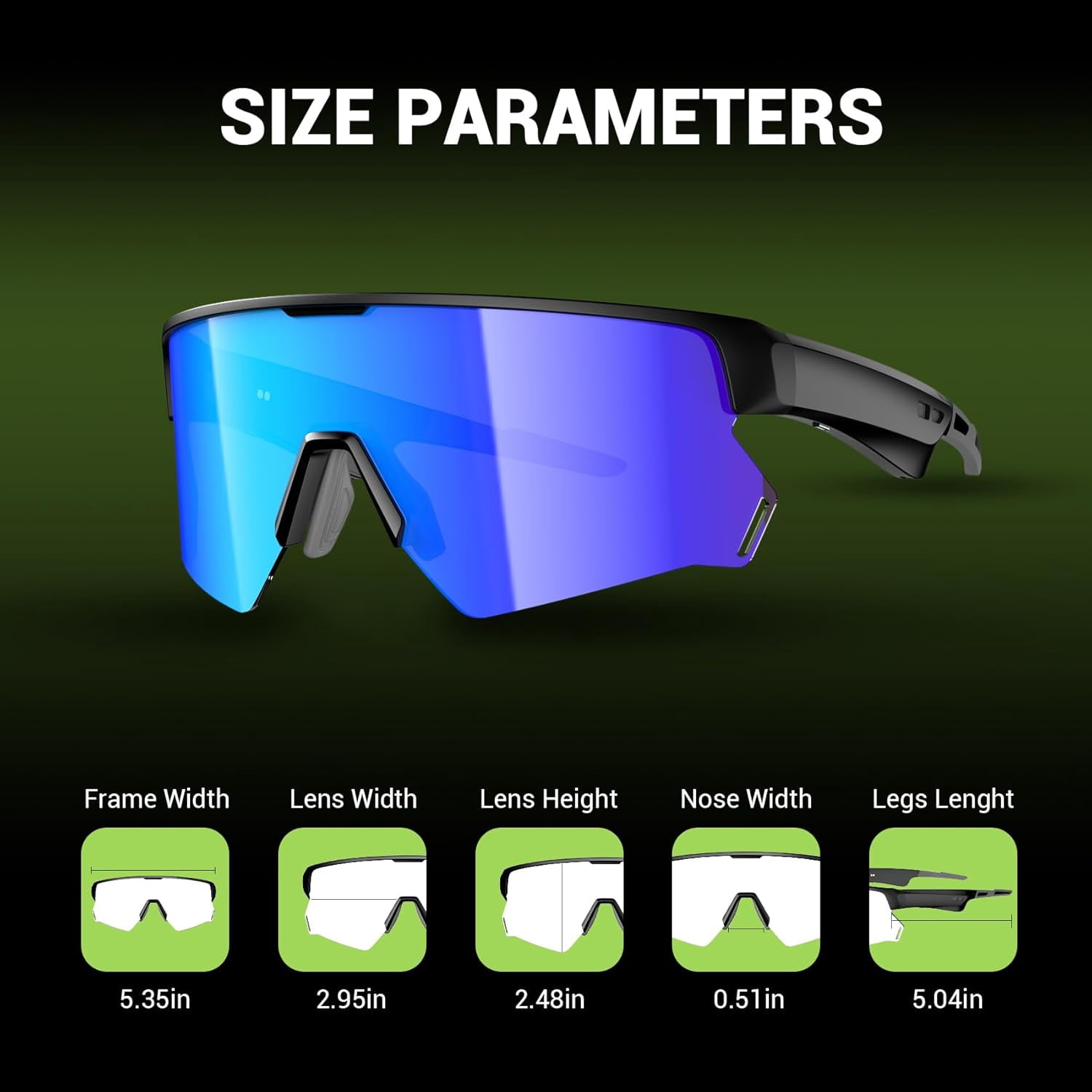 Blackview AI Smart Audio Sunglasses with Bluetooth: Polarized Sports Glasses for Men & Women, Built-in Speaker & Mic, Voice Control, UV400 Protection for Cycling Running Driving