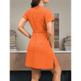 thumbnail image 3 of Women'S Swimsuit Cover Ups V-Neck Short Sleeve Beach Dress Orange XL, 3 of 5