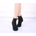 thumbnail image 5 of Missfiona Canvas Jazz Boot for Women Lace-up Flat over The Ankle Ballroom Ballet Dancing Shoes(7,Black), 5 of 6