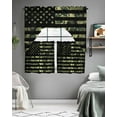 thumbnail image 5 of Green Camouflage American Flag Swag Valance and Tier Curtains 36'' Length Set, Wooden Grain Light Filtering Kitchen Curtains, Tier Curtain Valances for Bathroom/Living Room/Bedroom/Café, 5 of 6