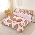 thumbnail image 3 of Erosebridal Kids C Personalized Initial Capybara Bubble Tea Queen Duvet Cover Set,Boys Girls Kawaii Funny Food Bedding,3 Pieces,No Comforter,Pink Reversible, 3 of 6