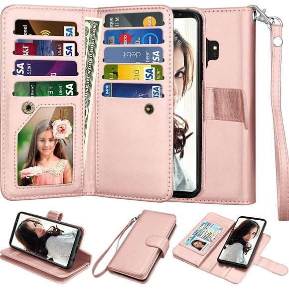 Njjex For Galaxy S9 Case, For Galaxy S9 Wallet Case, PU Leather [9 Card Slots] ID Credit Holder Magnetic Folio Flip