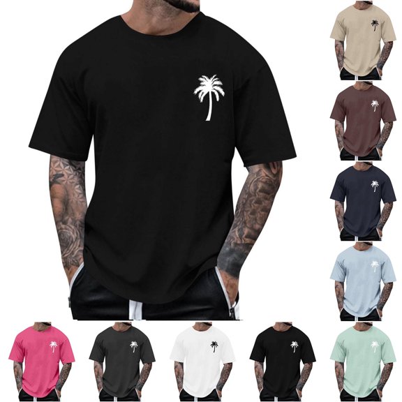 GuangCheng Mens Short Sleeve T-Shirts Graphic Loose Fit Shirts Crew Neck Pullover Lightweight Soft Summer Tees Size S-5XL