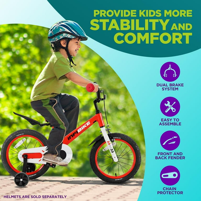 SereneLife 16 Toddlers Bicycle W Adjustable Seat Height Alloy Steel Frame For 4 7 Yrs Old Orange Walmart