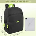 thumbnail image 6 of 15 Inch Classic Solid Color Backpack with Front Zippered Pocket for Commuting and Travel in Black & Neon Green, 6 of 6