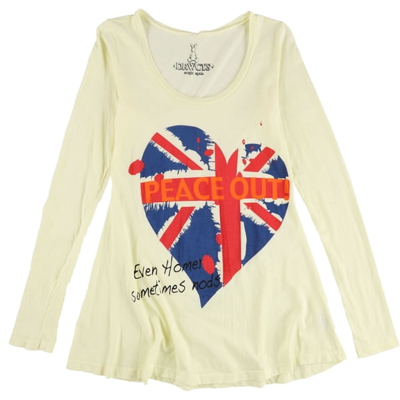 Drwcys Womens Peace Out Graphic T-Shirt, Yellow, Small