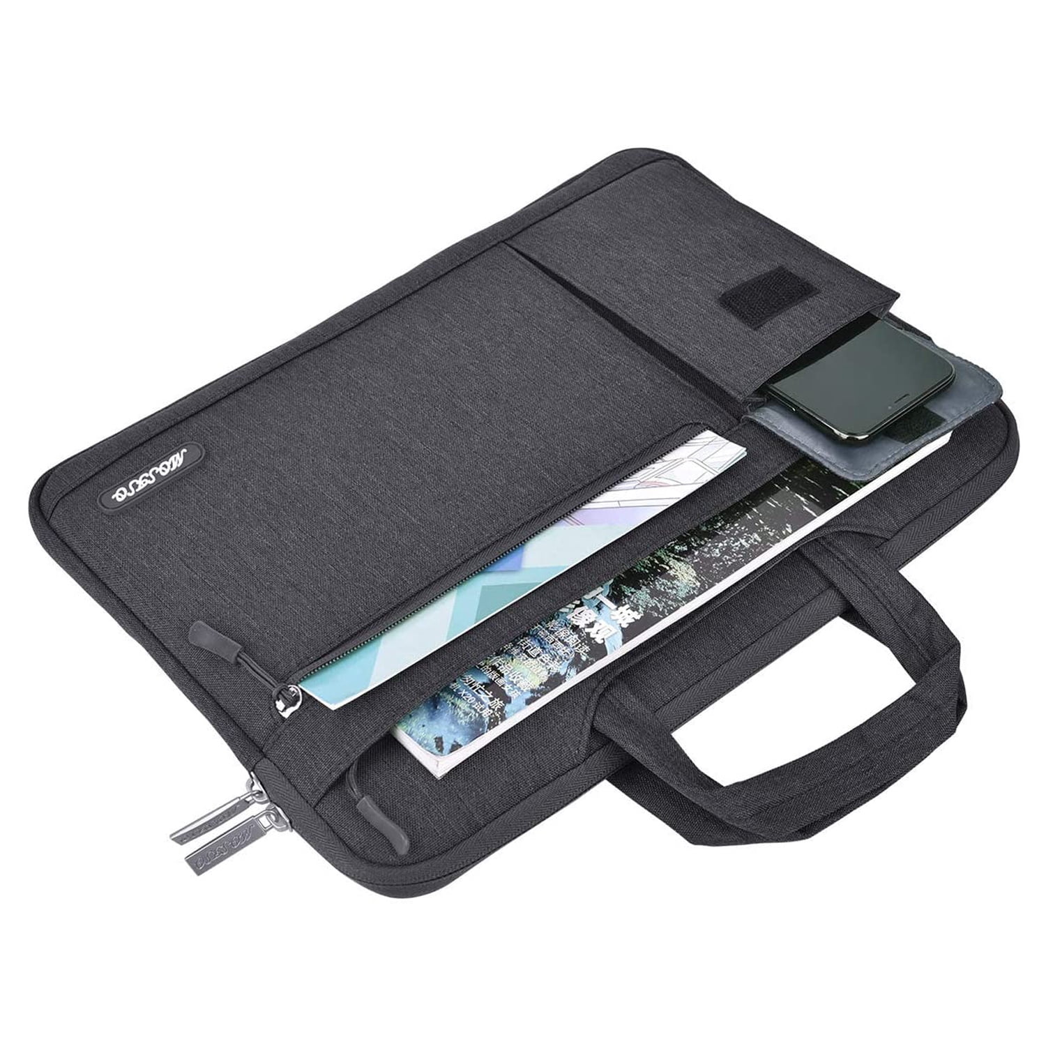 MOSISO Laptop Shoulder Bag Compatible with MacBook Air/Pro,13-13.3 inch Notebook,Compatible with MacBook Pro 14 inch M3 M2 M1 Pro Max 2023-2021,Polyester Flapover Briefcase Sleeve Case