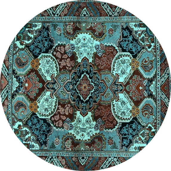 Ahgly Company Indoor Round Persian Light Blue Traditional Area Rugs, 5' Round