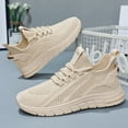 thumbnail image 4 of Zapatos de malla para caminar para mujer zapatillas de deporte planas de malla transpirables sólidas para viajes al aire libre, 4 of 6
