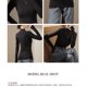 thumbnail image 4 of Camiseta de cuello alto de manga larga para mujer, básica, elástica, ajustada, ligera, cómoda, color negro JAMW Sencillez, 4 of 5