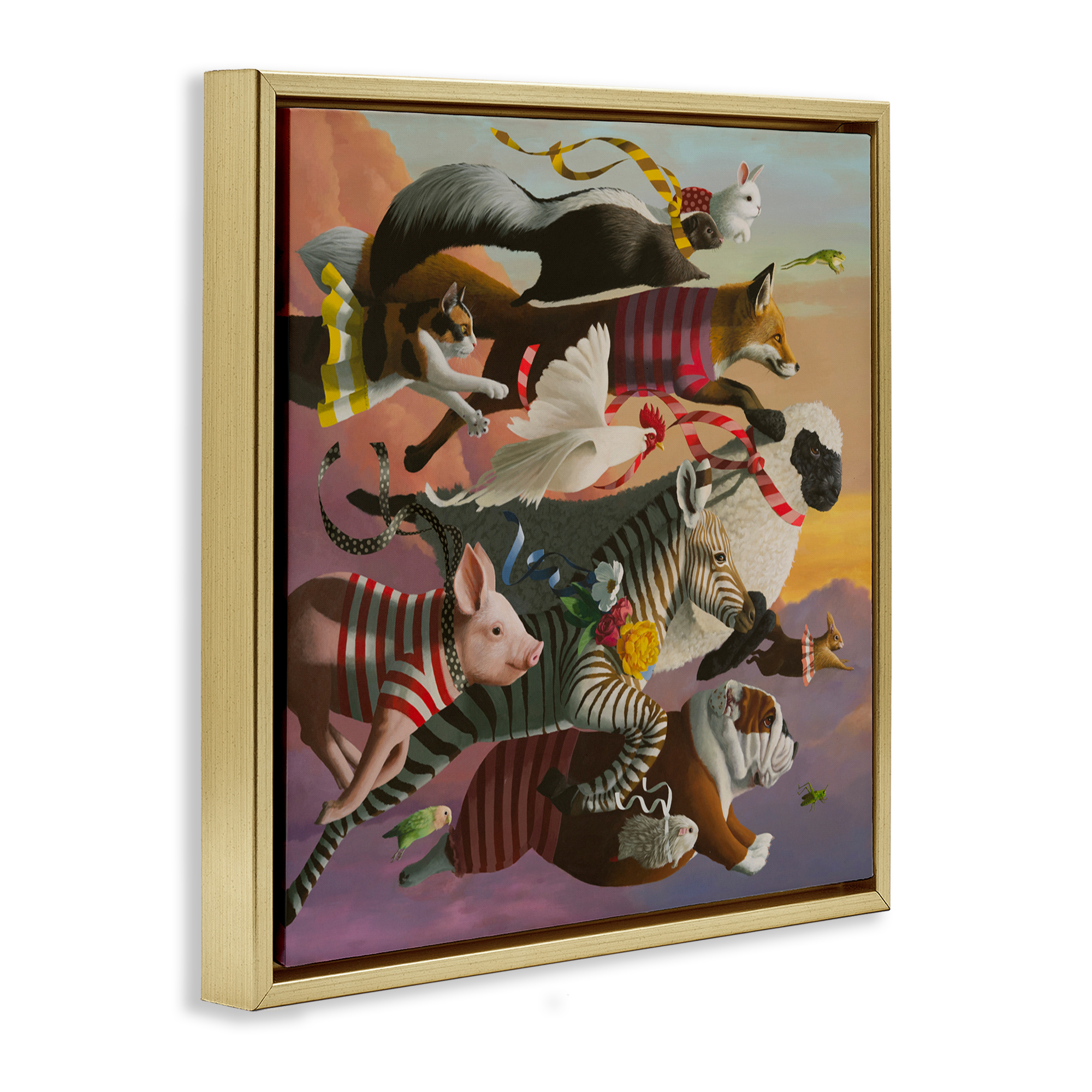 Thick As Thieves Animals Gold Framed Floater Canvas Wall Art, design by Heather Gauthier