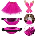 thumbnail image 4 of 80s Costume Accessories for Women, 17Pcs 80s Retro Party Dress with Net Yarn Skirt, Fanny Pack, Fingerless Fishnet Gloves, Necklace, Bracelet, Earring, Party Accessories For Women, 4 of 7