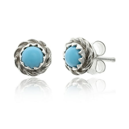 Turquoise Earrings Native Delicate $80 Retail Tag Authentic Karen McCray Navajo .925 Sterling Silver Natural Turquoise Native American Stud Earrings ()