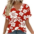 thumbnail image 2 of DailyTrove Women's White & Red Bold Floral Print Collared Short-Sleeve Blouse - Feminine Casual Vacation & Date Night Wear, 2 of 6